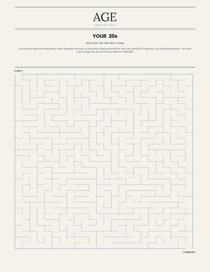 Life in your 20s maze activity